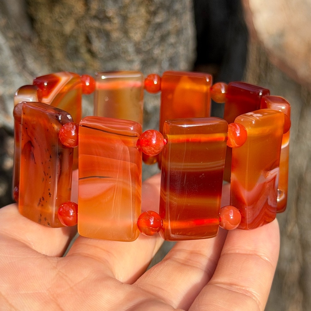 Stretchable gorgeous scenery carnelian soft bangle‎ 0832